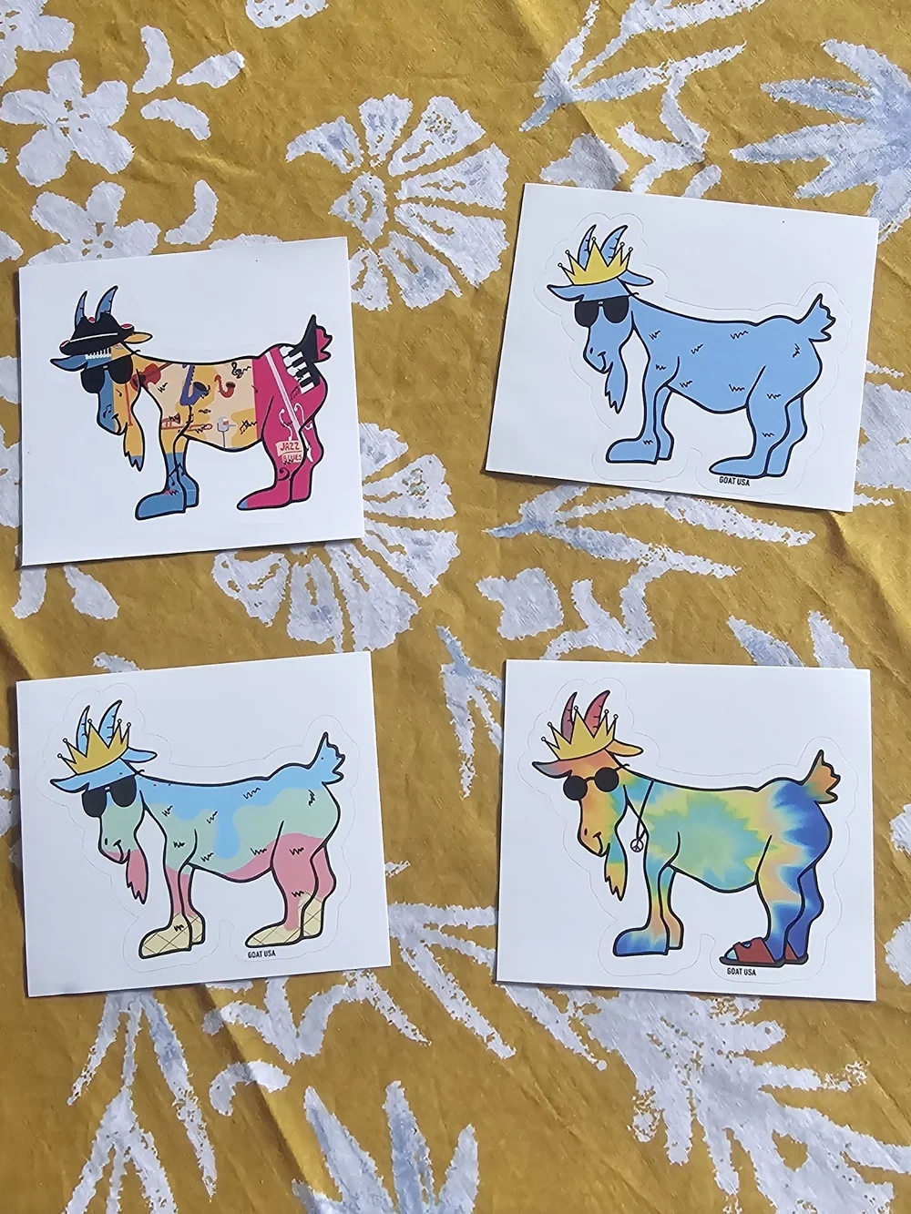 Lacrosse Goat Sticker Sheet Set - 4 Artful Designs - Picture 2 of 7